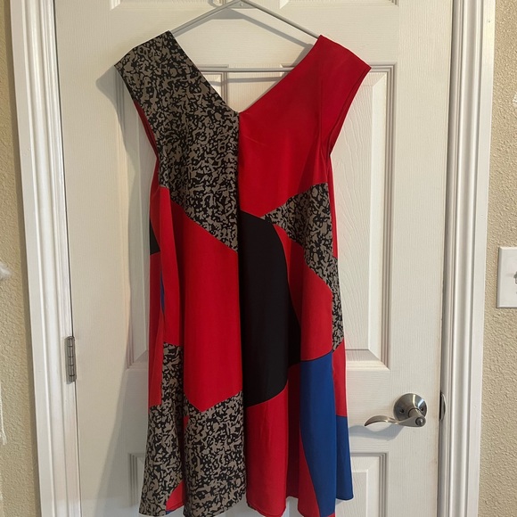 No. 6 Store 100% Silk Color Block Flowy Dress Sz 2 - Picture 2 of 5